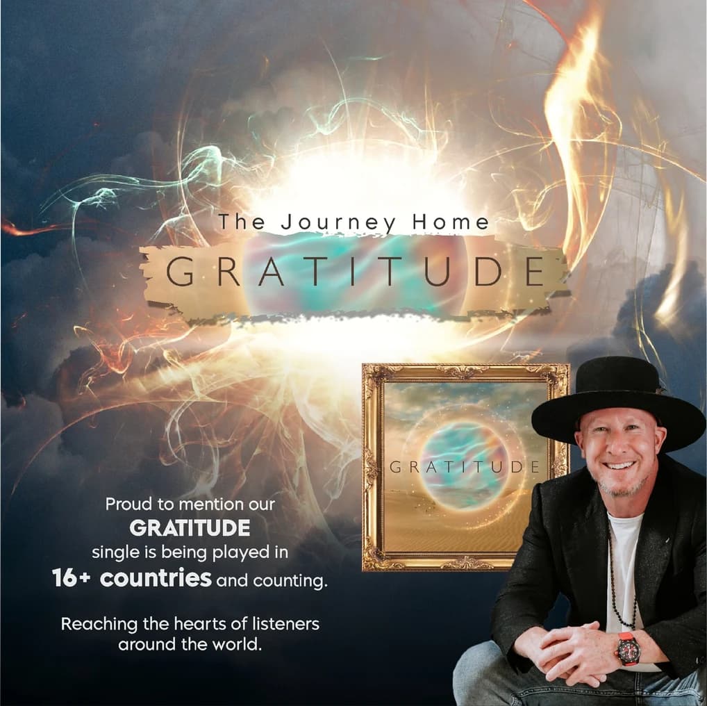 Cover art for Gratitude: The Journey Home, a guided meditation album by Matthew Layman.